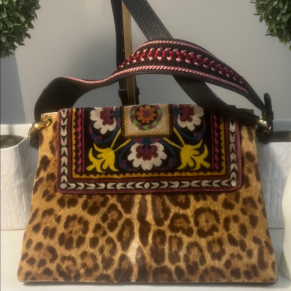 Etro Multicolor Embroidered Leopard Print Bag - Picture 5 of 5